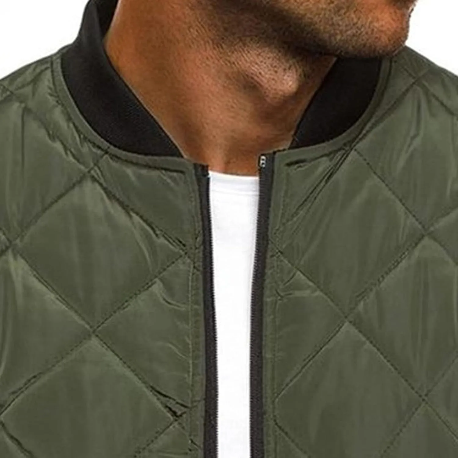 Maiyifu-GJ Men Flight Bomber Jackets Diamond Quilted Lightweight Varsity Jacket Full Zip Up Softshell Winter Warm Padded Coat