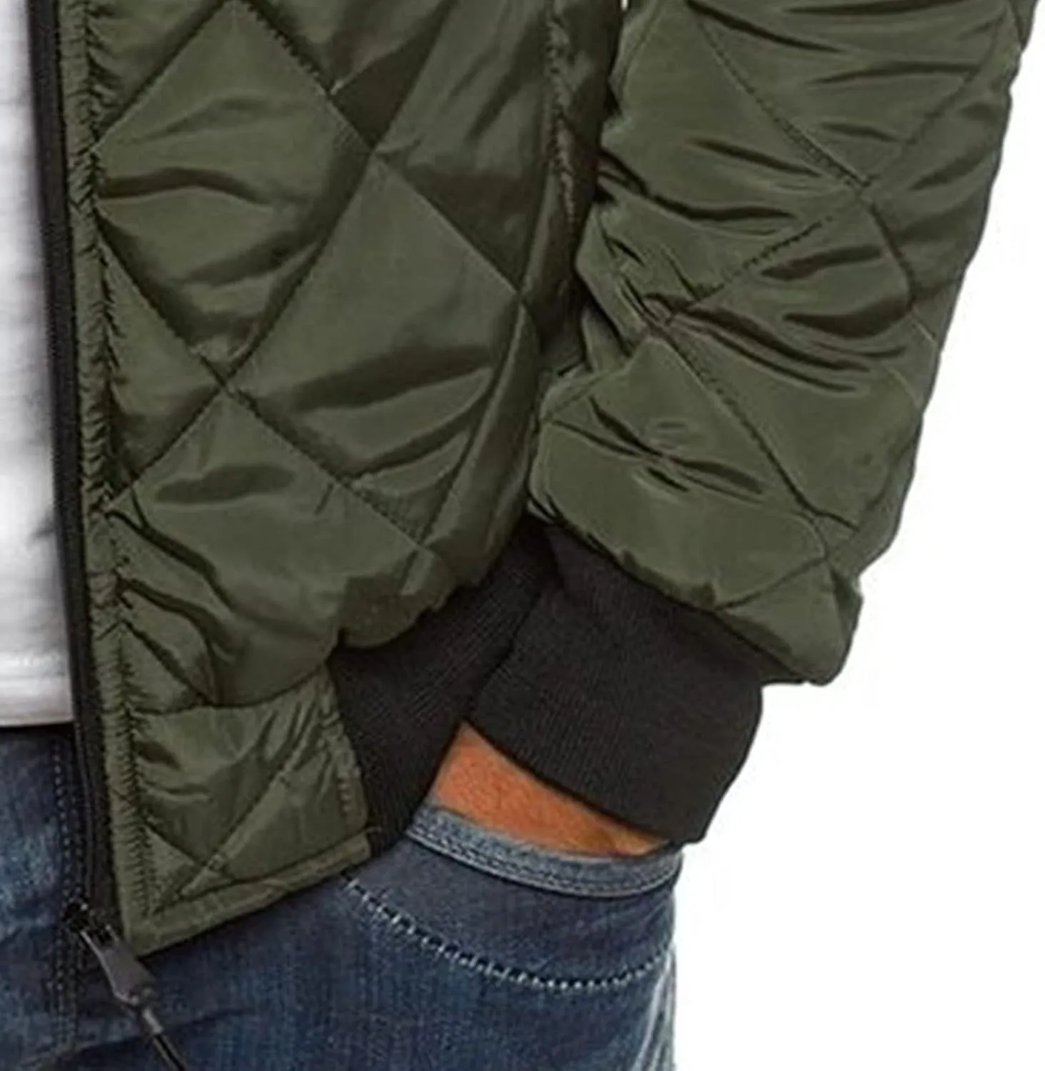 Maiyifu-GJ Men Flight Bomber Jackets Diamond Quilted Lightweight Varsity Jacket Full Zip Up Softshell Winter Warm Padded Coat