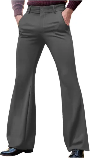 Men's Corduroy Flared Pants Breathable Lightweight Flat Front Bell-Bottoms Streetwear Casual Comfy Bootcut Trousers