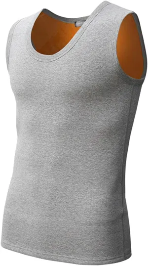 Mens Cotton Winter Fleece Thermal Underwear Sleeveless Top Vest Warmer Fleece Lined Underwear Sleeveless Tank Tops