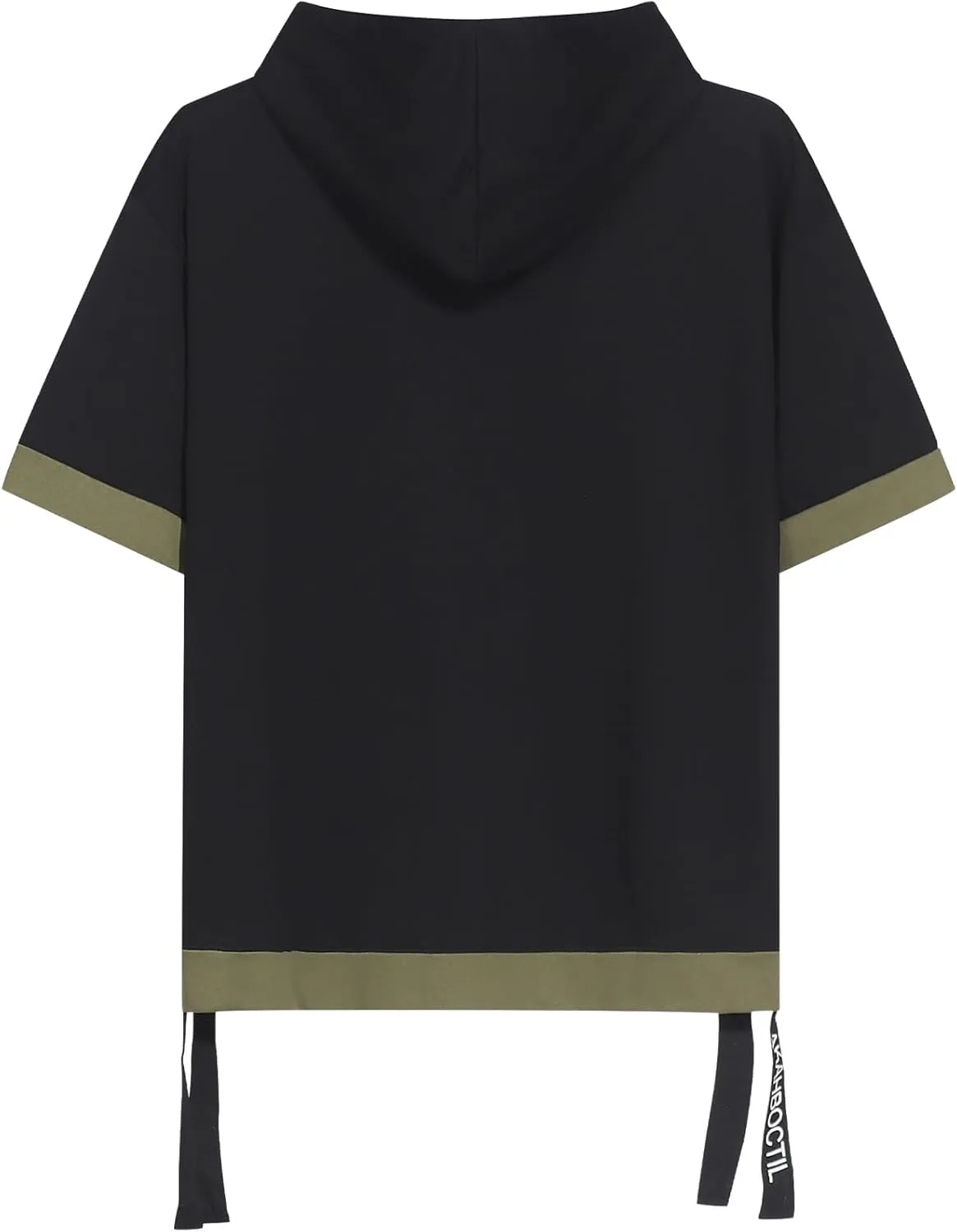 Mens Short Sleeve Hoodie Soft Cotton Color Block Moisture Wicking Big Pocket Hip Hop T-Shirt Hoodie Sports