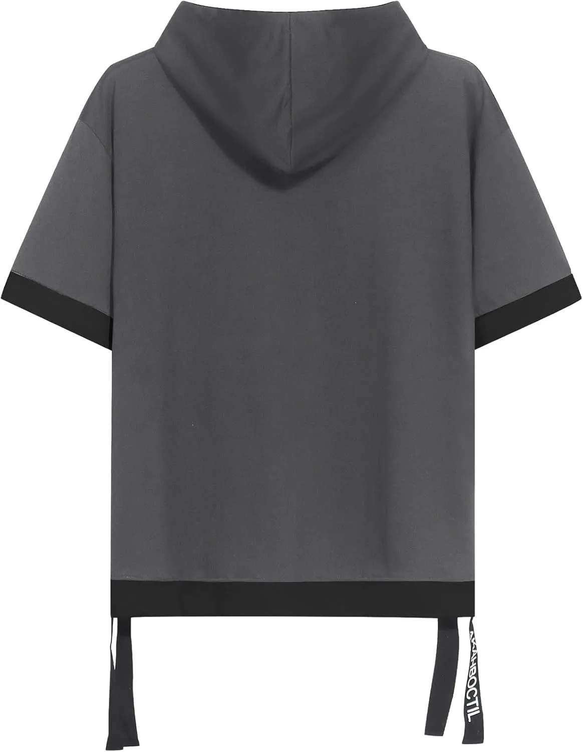Mens Short Sleeve Hoodie Soft Cotton Color Block Moisture Wicking Big Pocket Hip Hop T-Shirt Hoodie Sports