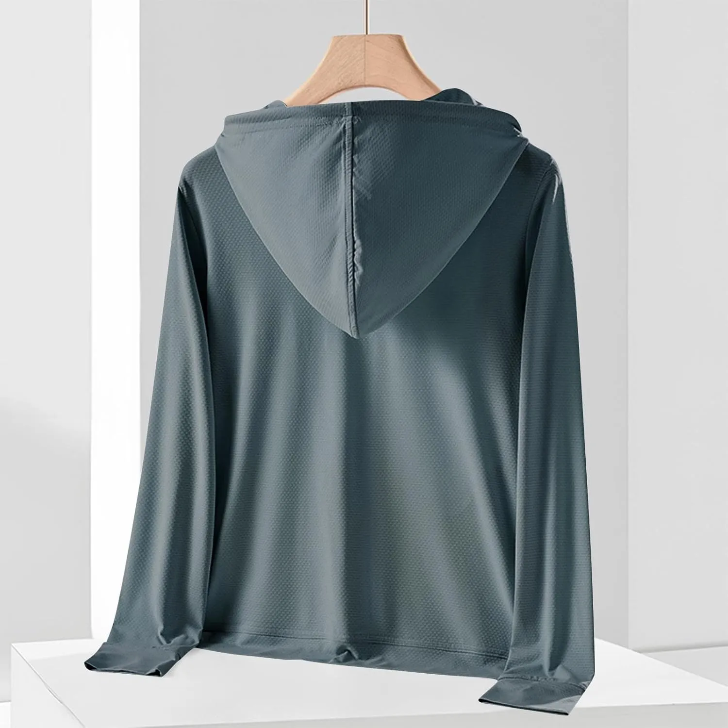 Mens Sun Protection Hoodie UPF 50  Quick Dry Lightweight Jacket Breathable Outdoor Running Sun Shirt Camping Travel Top