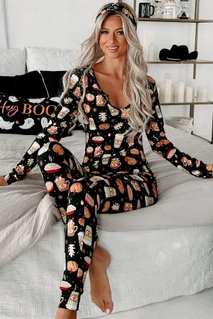 My Favorite Fall Things Fleece Lined Onesie Set (Black)