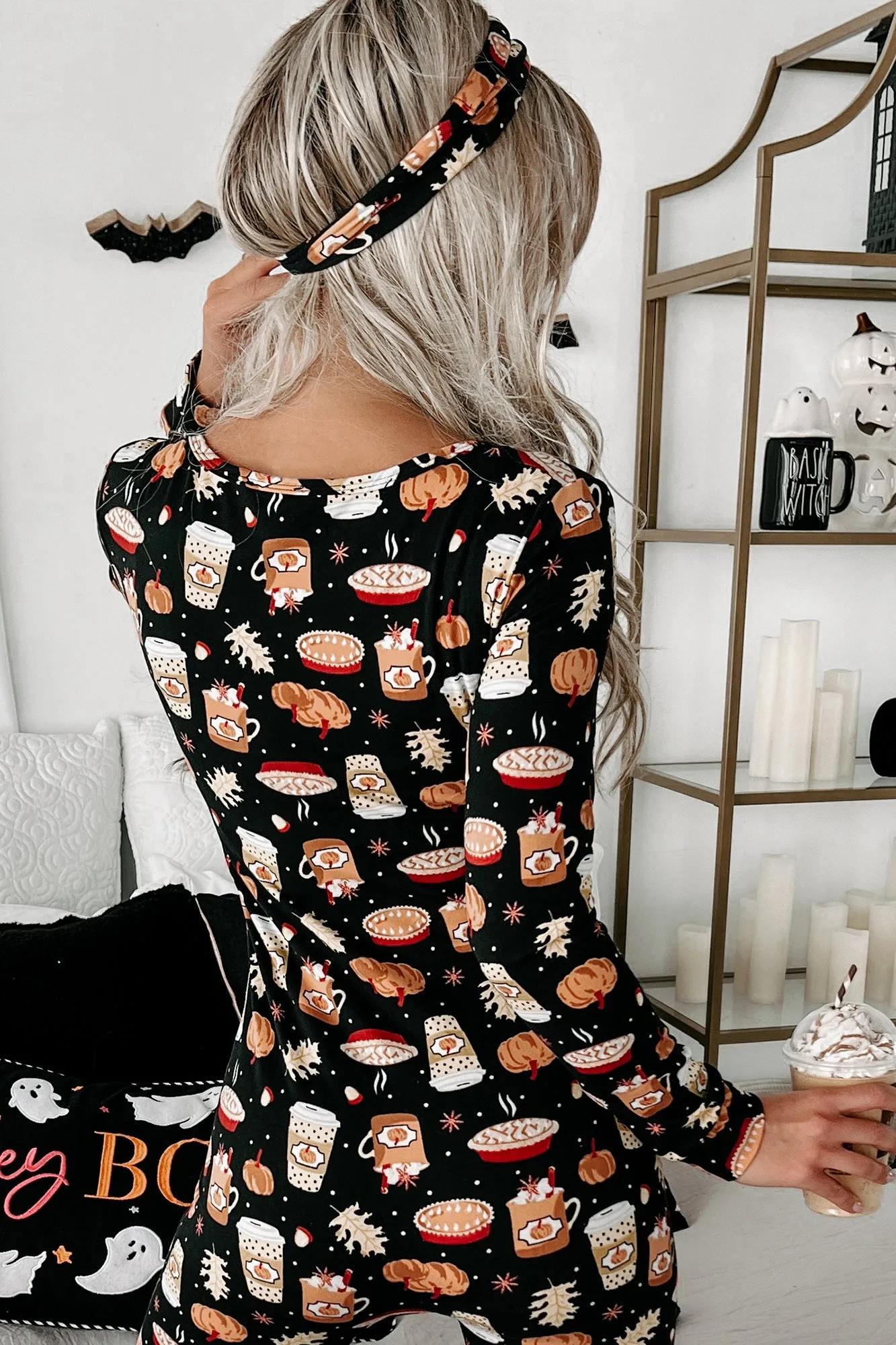 My Favorite Fall Things Fleece Lined Onesie Set (Black)