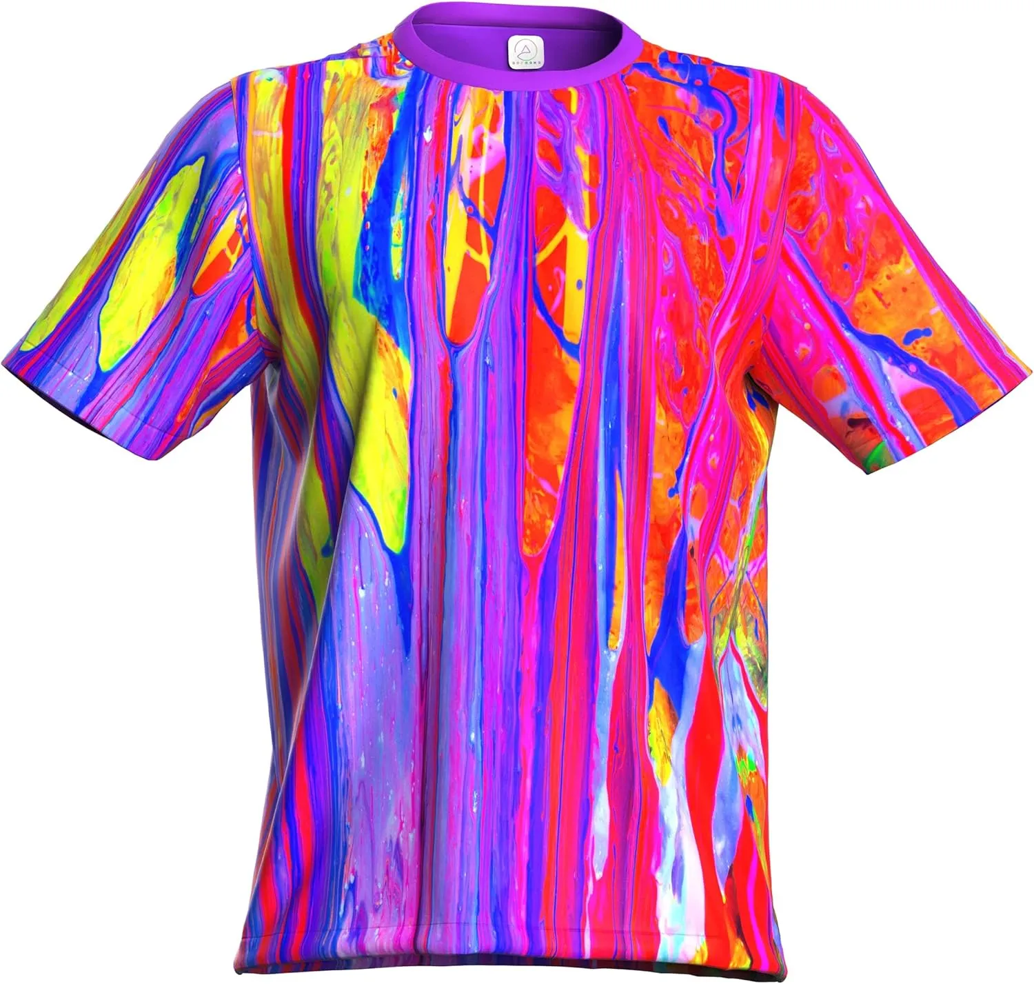 Neon UV Glow Blacklight Designed Handmade Art Shirt Printed Short Sleeve Sport Workout Exercise Boy Guy Unisex Men T-Shirt