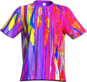 Neon UV Glow Blacklight Designed Handmade Art Shirt Printed Short Sleeve Sport Workout Exercise Boy Guy Unisex Men T-Shirt