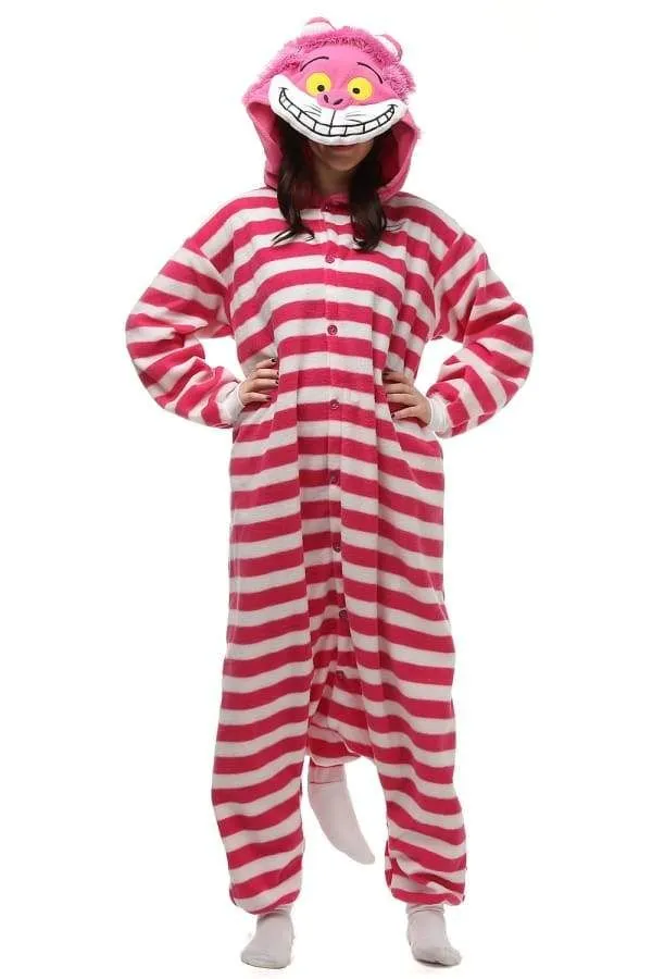 New Alice in Wonderland Cheshire Cat Soft Polar Fleece Kigurumi Onesie Pajama For Adults Sz XL