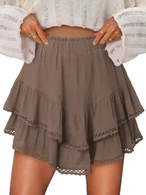 onlypuff Flowy Shorts for Women Ruffle Skorts Mini Skirts High Waisted Teen Gilrs Tennis Skort Summer Shorts