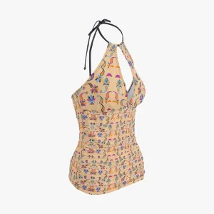 Orange Paisley | Halter Top Two-Piece Tankini Swimsuit