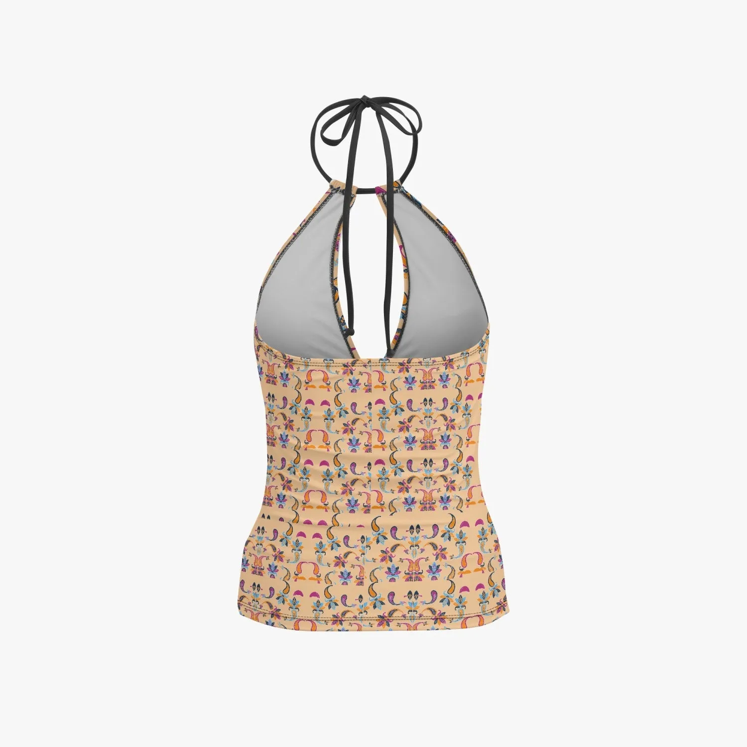 Orange Paisley | Halter Top Two-Piece Tankini Swimsuit
