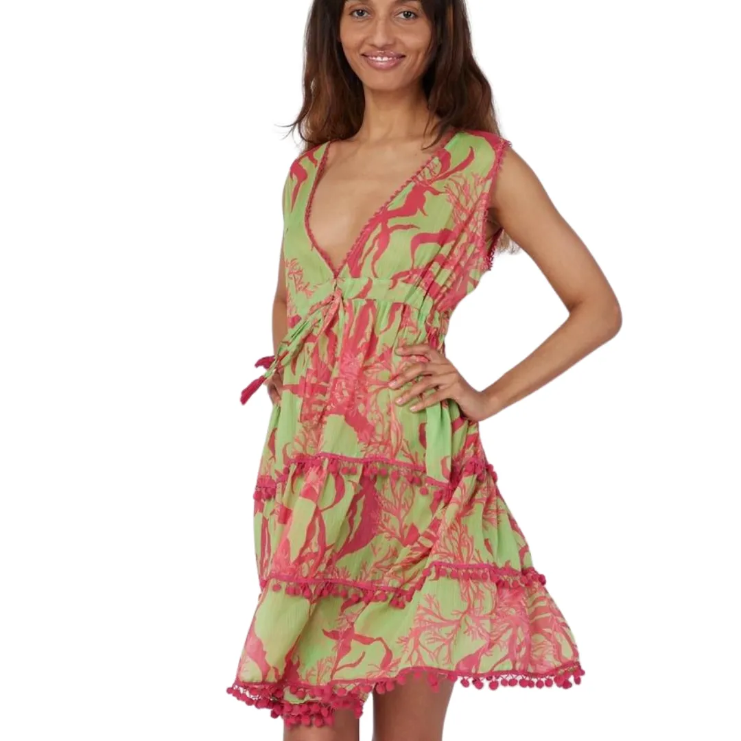 Paula Cover Up Dress - Pink Green Spring: O/S