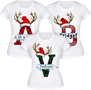 Personalized Christmas Matching Tee for Family - Customized Christma Family Outfits Custom Xmas T-Shirts for Men, Women, Kids