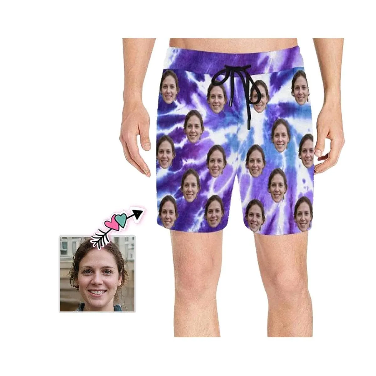 Personalized Swim Trunks with Face on Them Custom Purple Gorgeous Men's Quick Dry Swim Shorts