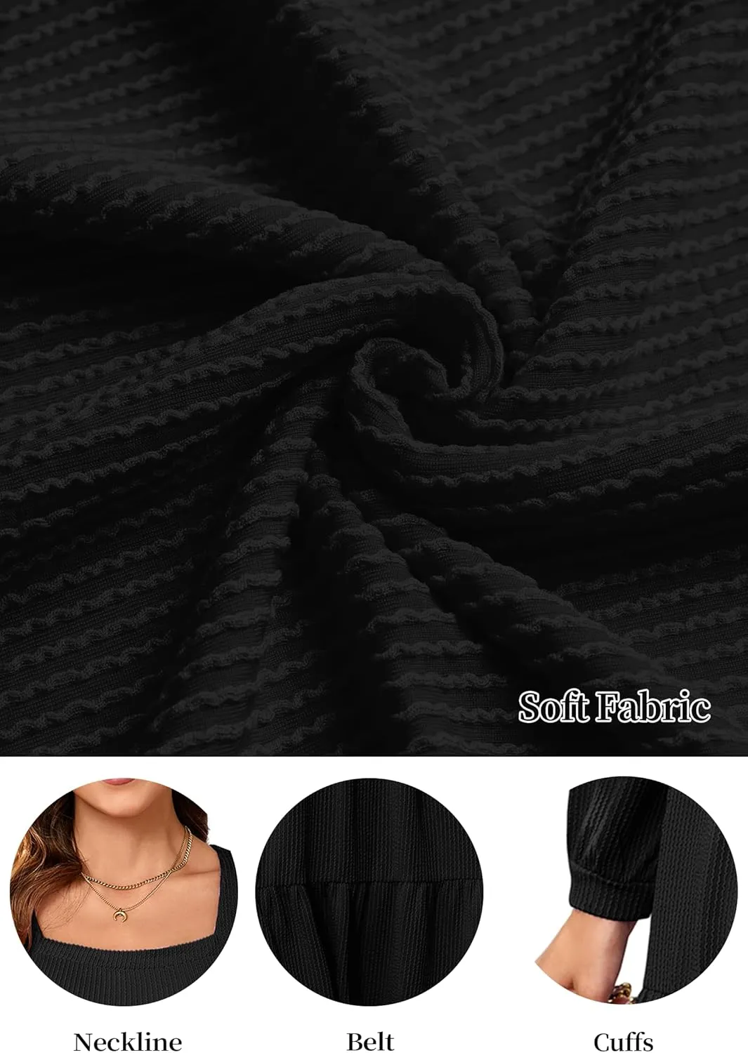 PerZeal Women's Casual Knit Midi Dress Square Neck Long Sleeve Tiered Ruffle A-Line Knee Length Dresses Trendy 2025