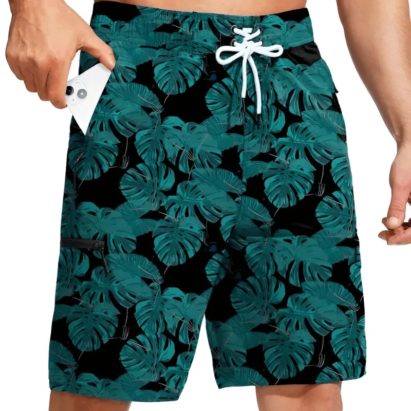 Quick-Dry Printed Board Shorts – Lightweight Beachwear With 5 Pockets