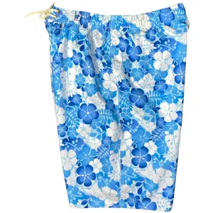 "Me Time" Womens Elastic Waist Swim Board Shorts. REGULAR Rise   11" Inseam (Blue)