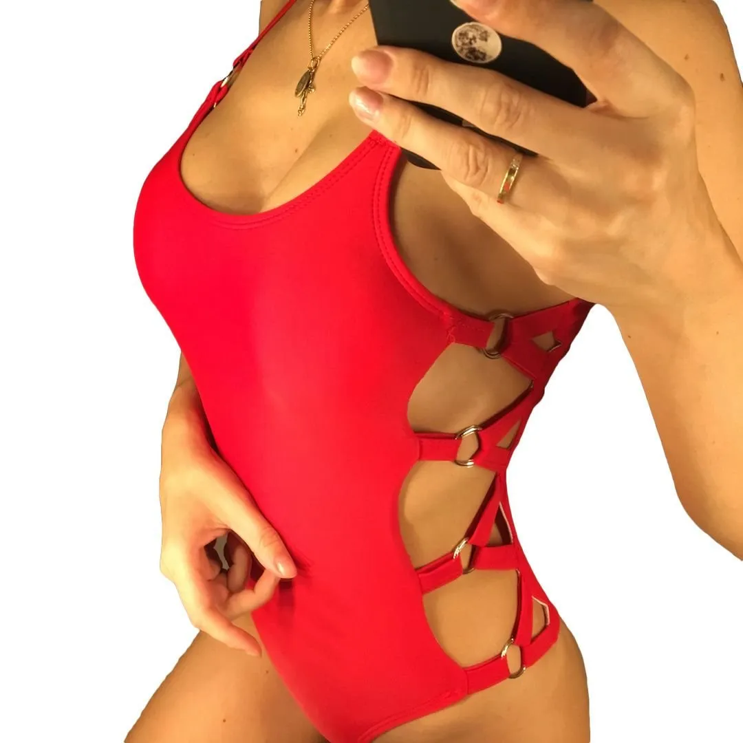 Sexy Hollow Cut Out Full Back Side Bandage Monokini