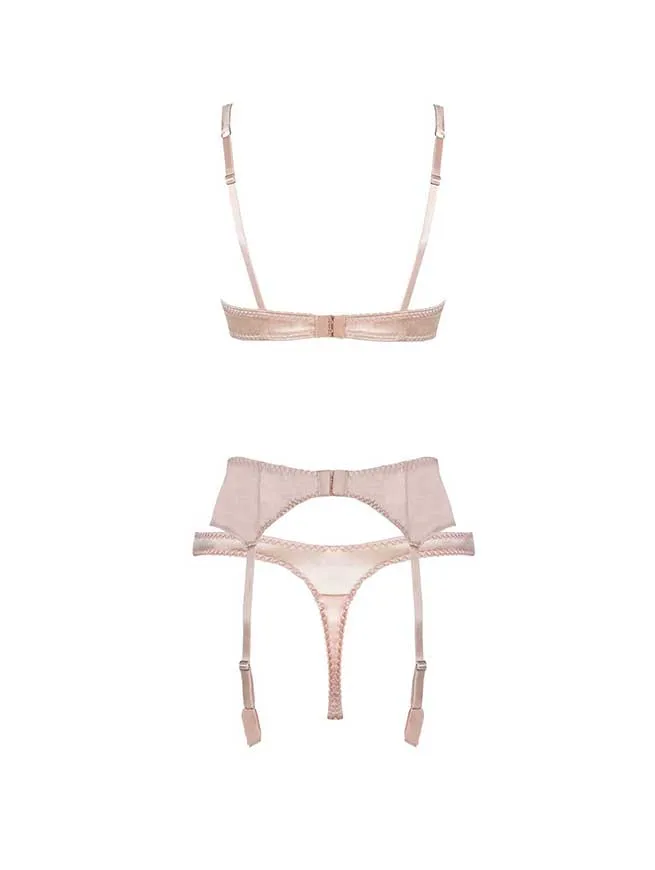 Signature Blush Lace Balcony Bra, Thong & Suspender Belt