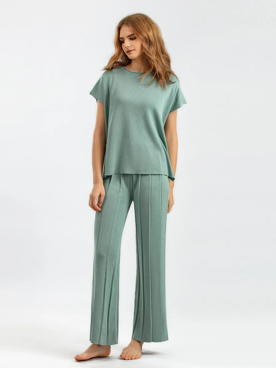 Sleeveless Wide Leg Pants Pajama Set