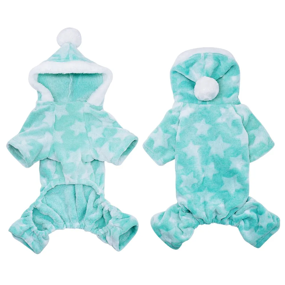 Star Fleece Hooded Onesie - Teal