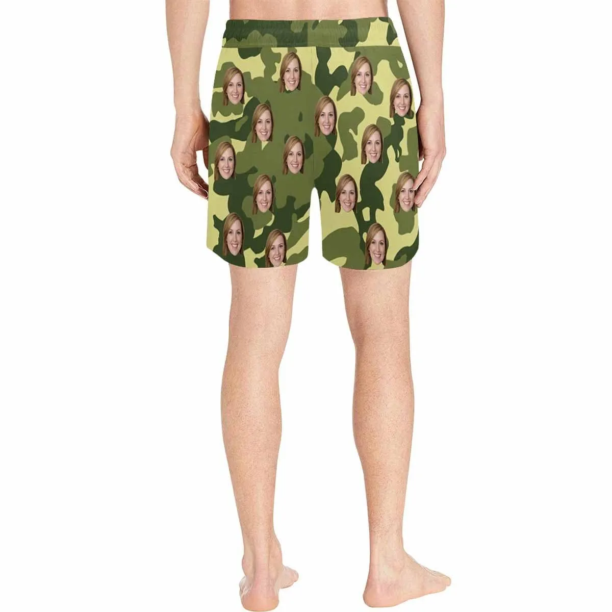 Swim Trunks with Face on Them Custom Camouflage Men's Quick Dry Swim Shorts with Girlfriend's Pictures
