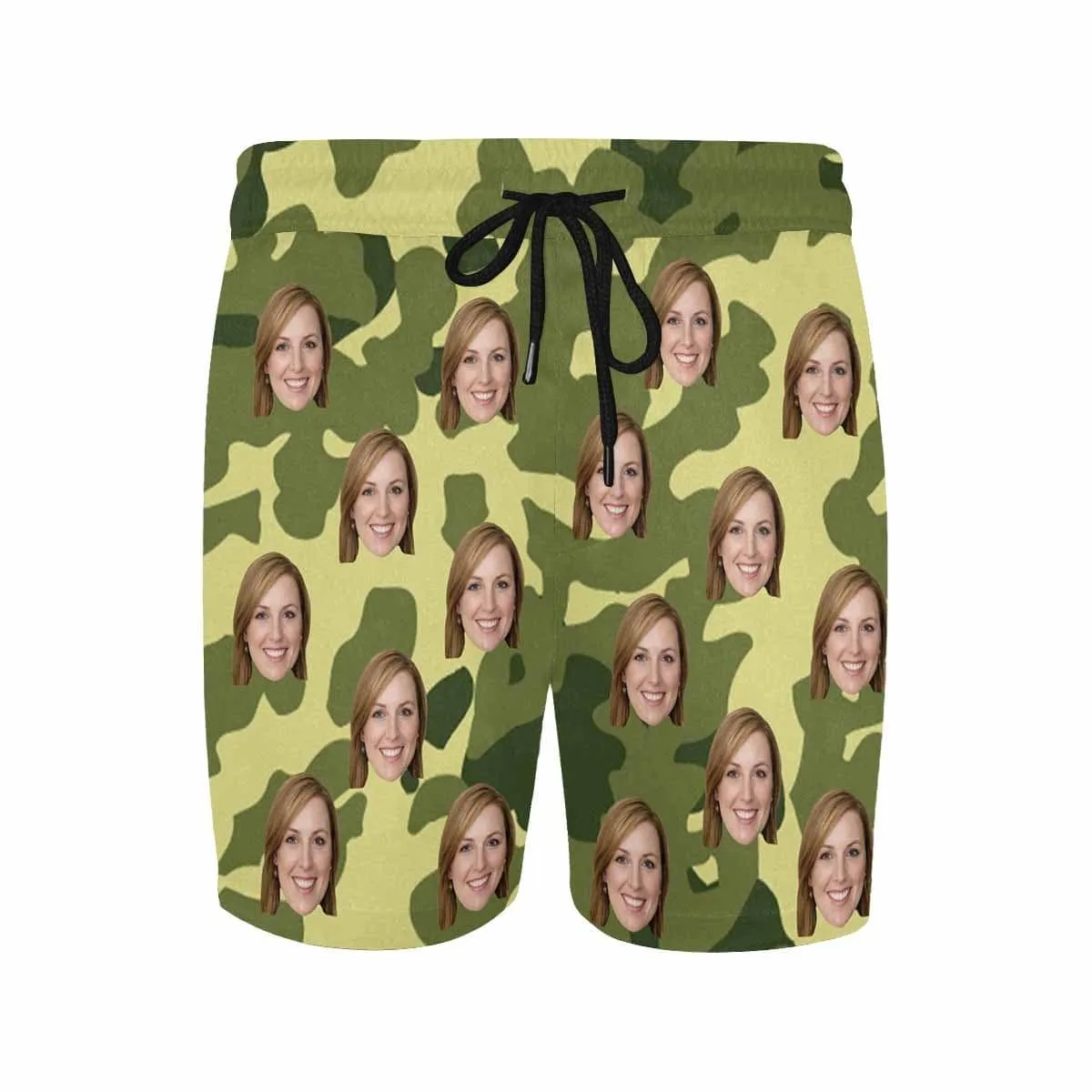 Swim Trunks with Face on Them Custom Camouflage Men's Quick Dry Swim Shorts with Girlfriend's Pictures
