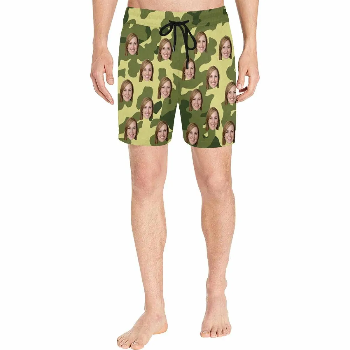 Swim Trunks with Face on Them Custom Camouflage Men's Quick Dry Swim Shorts with Girlfriend's Pictures