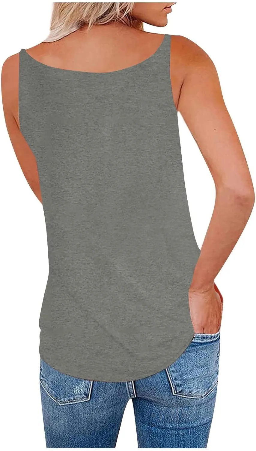 Tank Top for Women Half Zip V Neck Metal Spaghetti Strap Sleeveless Shirts Loose Fit Fashion Camisole Summer Outfits