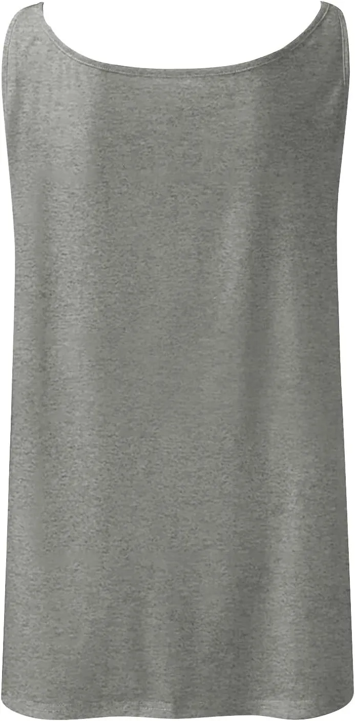 Tank Top for Women Half Zip V Neck Metal Spaghetti Strap Sleeveless Shirts Loose Fit Fashion Camisole Summer Outfits