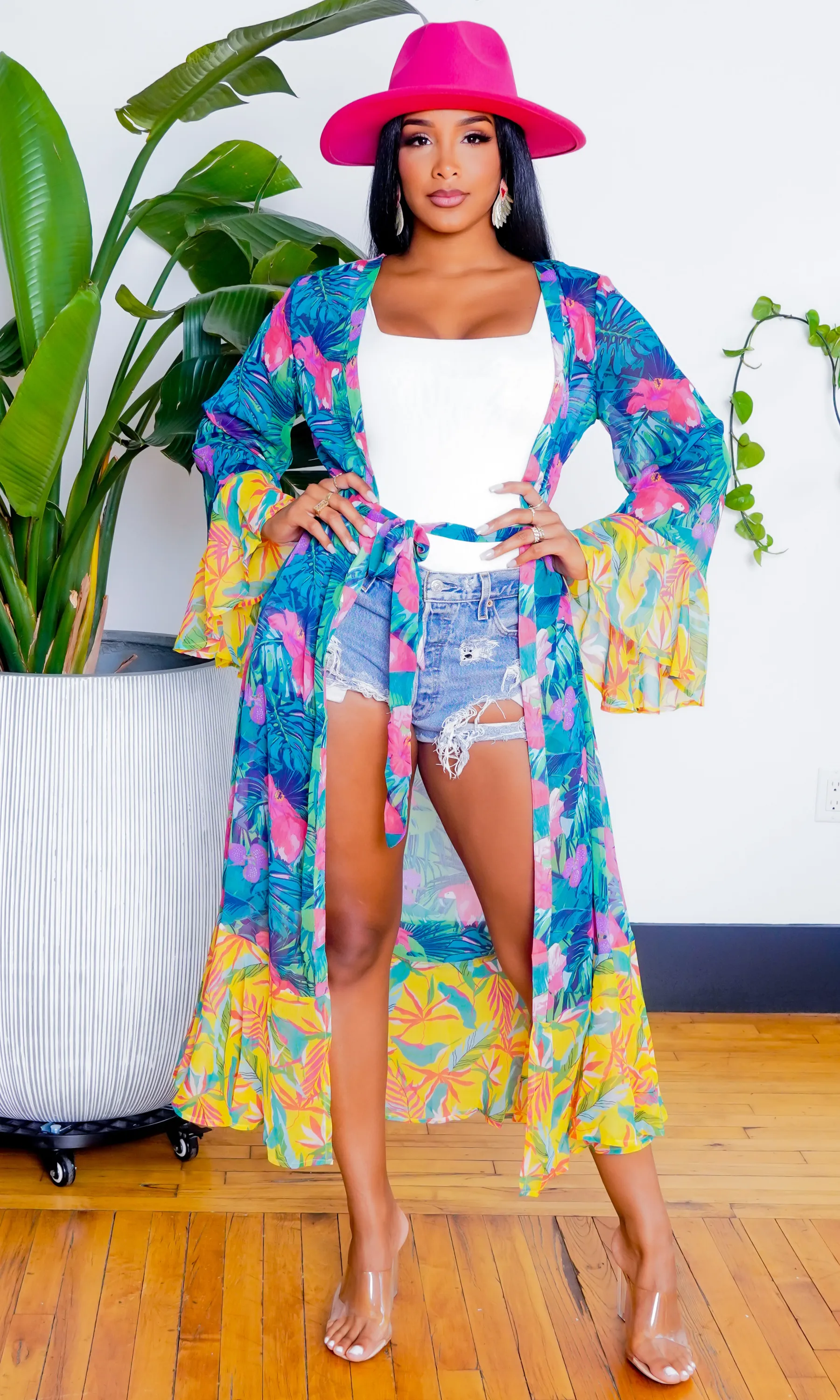 Tropical Forest Chiffon Kimono