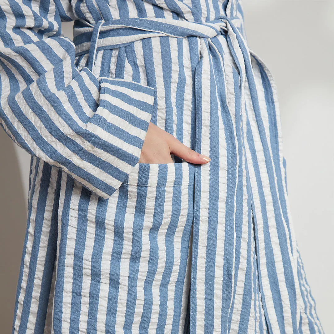 Unisex Striped Linen Cotton Robe