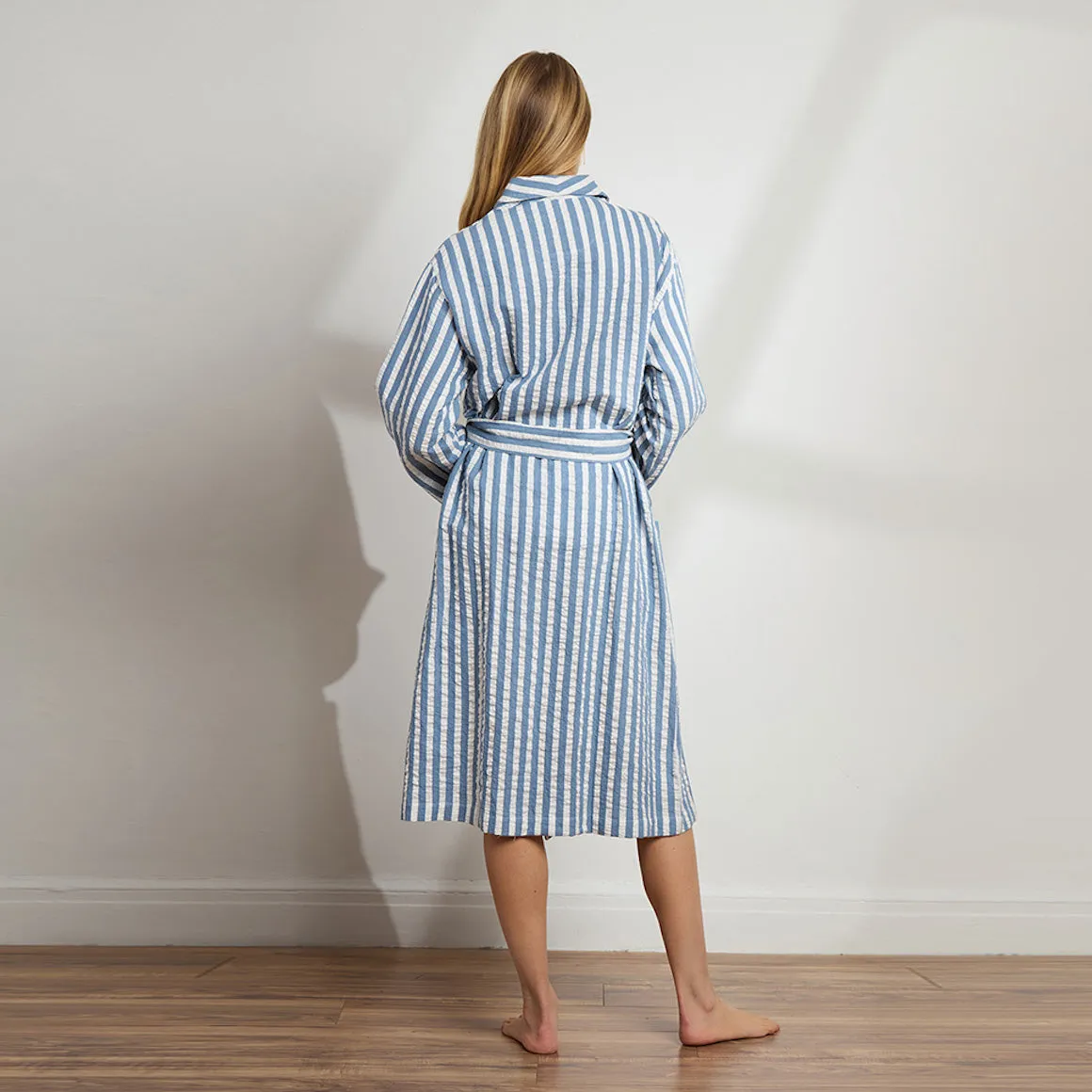 Unisex Striped Linen Cotton Robe