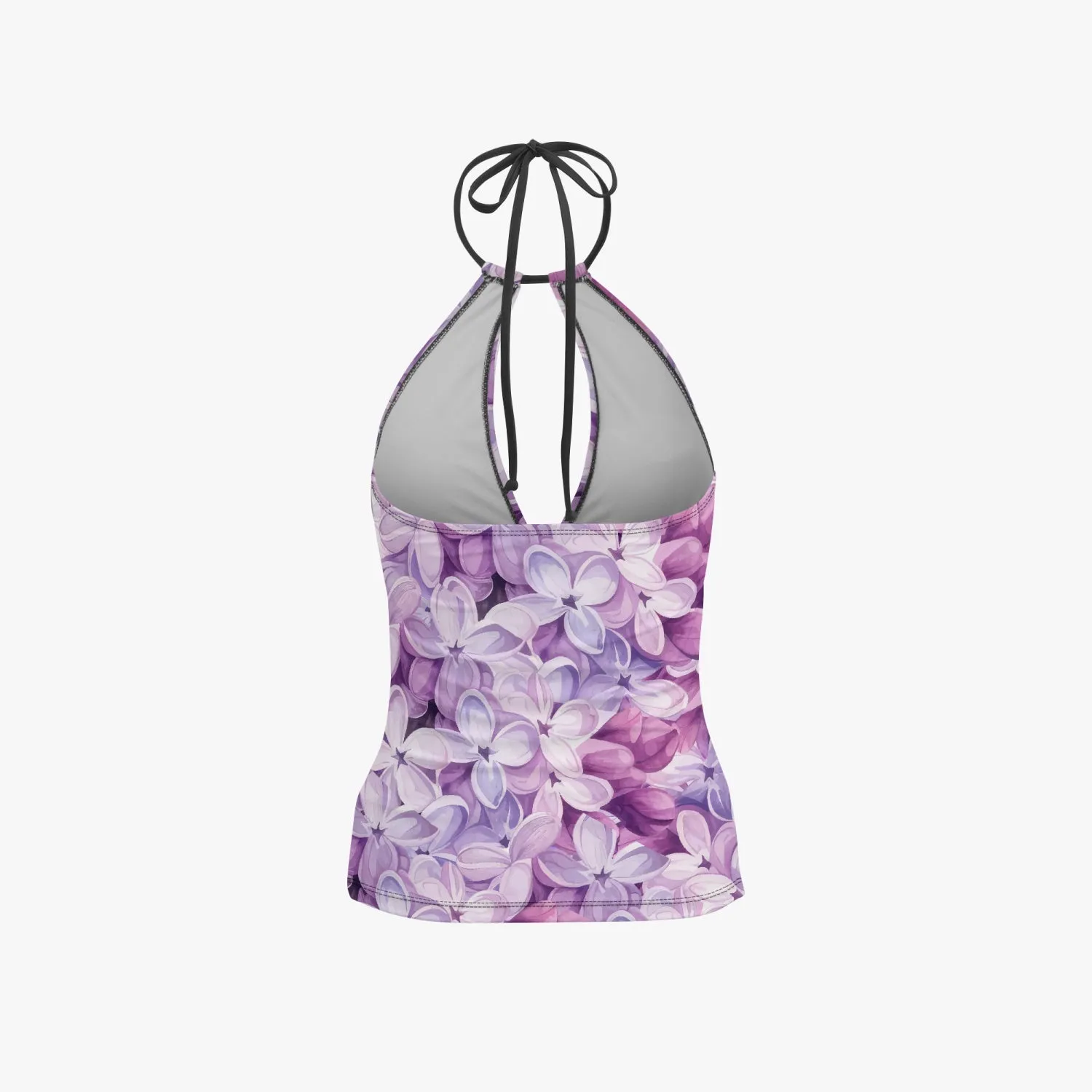 Violet blooms |  Halter Top Two-Piece Tankini Swimsuit
