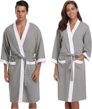 Vlazom Waffle Dressing Waffle Weave Robe | Unisex Kimono Robe | Cotton Lightweight Bathrobe for All Seasons | Cotton Robe | Spa Robe | Loungewear | Bathrobe | Cozy Robe | Gift Robe