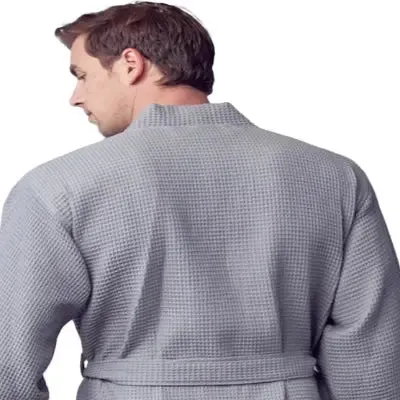 Waffle Kimono Spa Bathrobe for Men -  Absorbent, Lightweight
