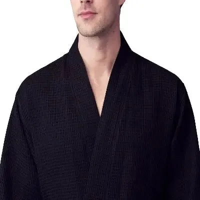 Waffle Kimono Spa Bathrobe for Men -  Absorbent, Lightweight