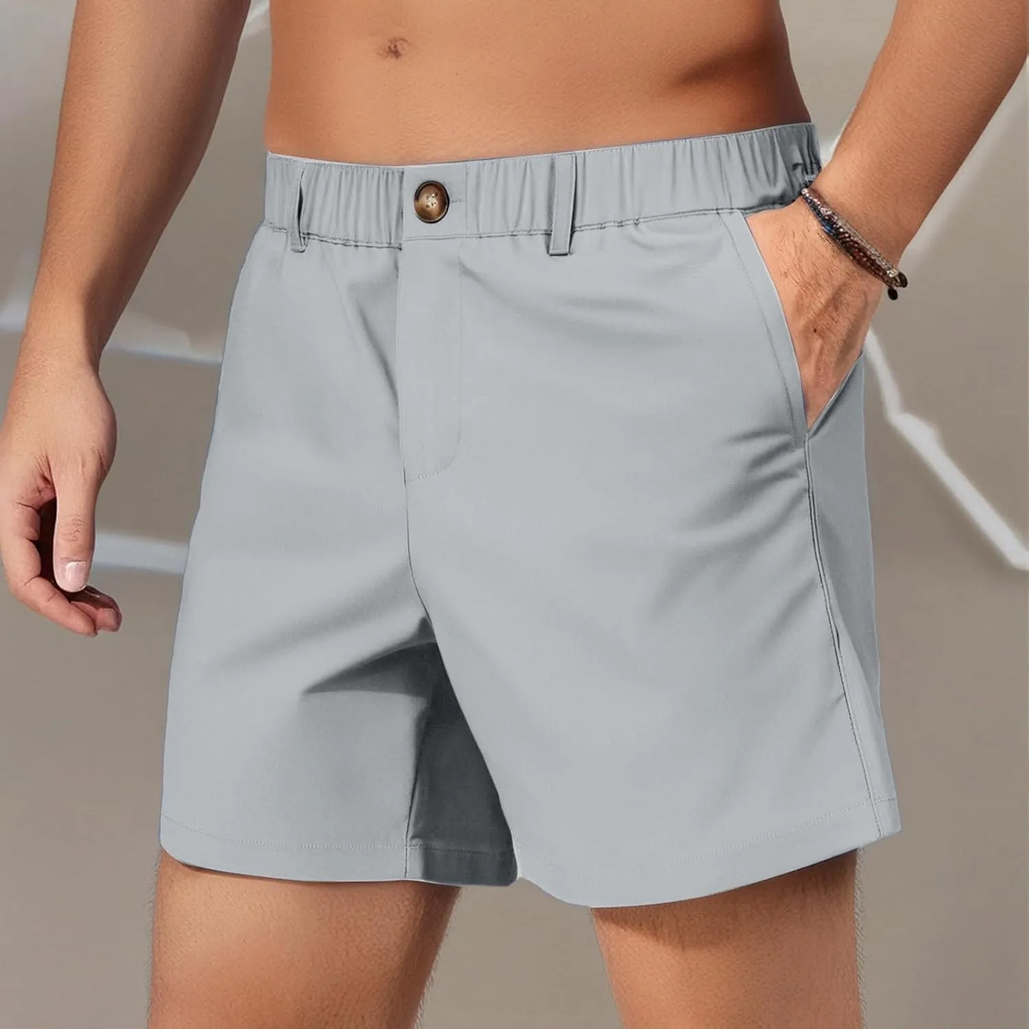WENKOMG1 Mens Casual Shorts Quick Dry Elastic Waist Summer Golf Shorts