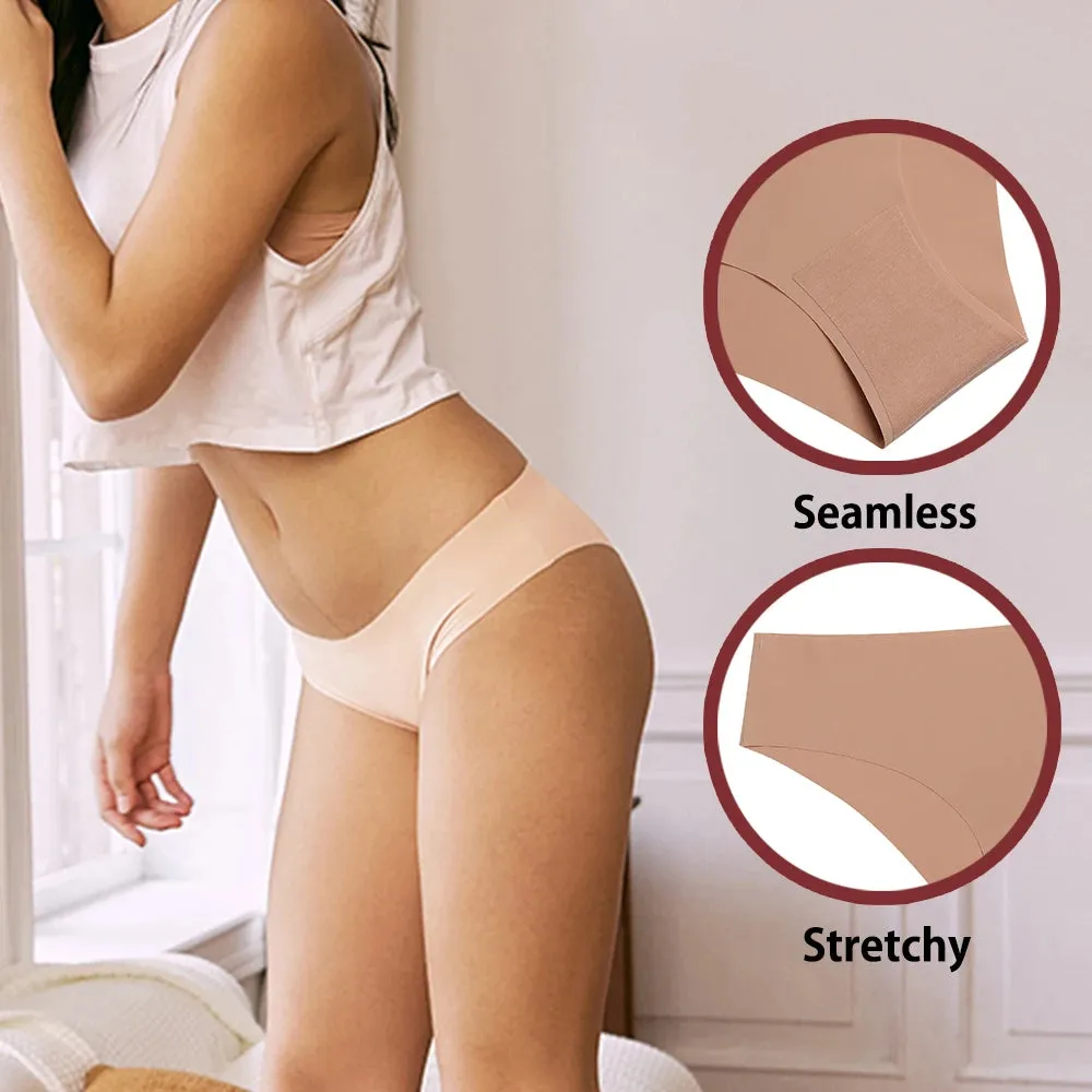 Women Breathable Low Waist Underwear Solid Silk Briefs Invisible Seamless Panties