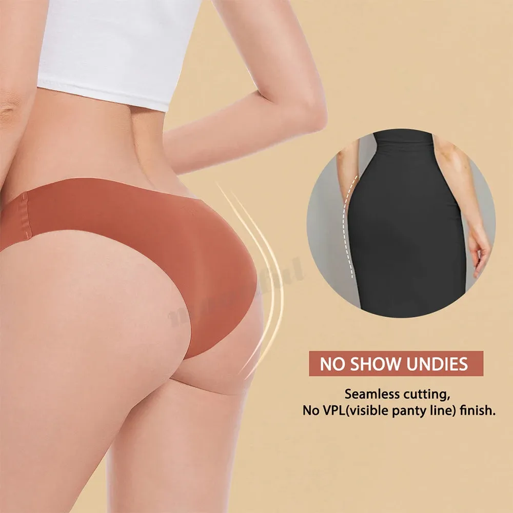 Women Breathable Low Waist Underwear Solid Silk Briefs Invisible Seamless Panties