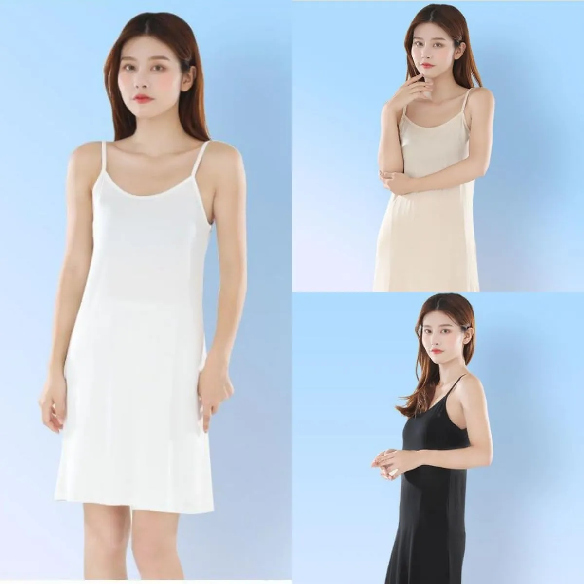 Women Full Slip Soft Nightdresses Petticoat for Ladies Spaghetti Strap Negligee Nightgown Underdress Underskirt