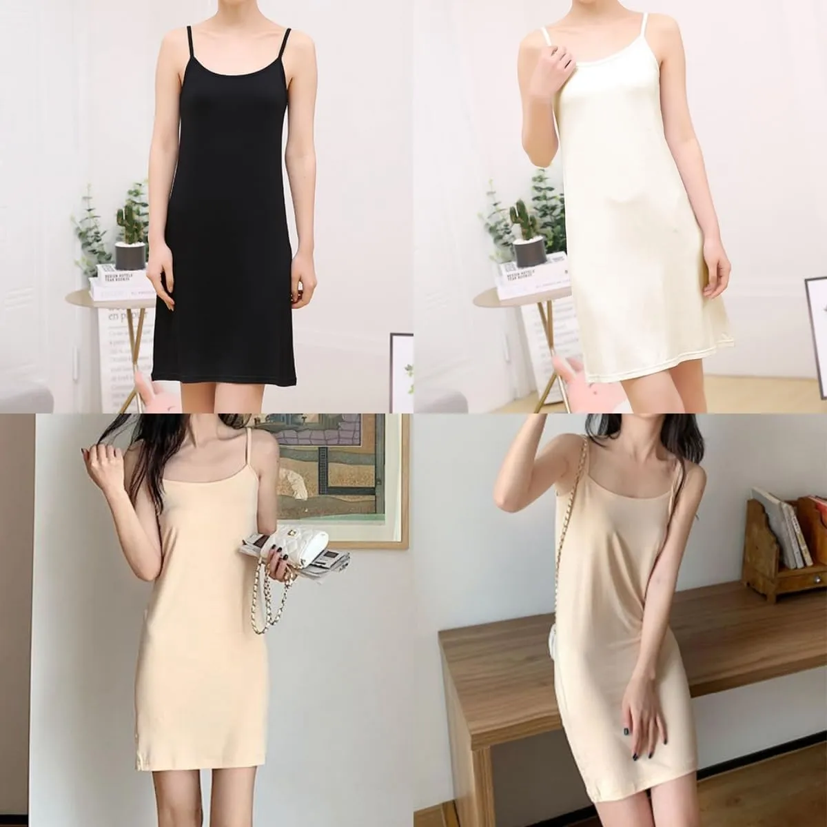 Women Full Slip Soft Nightdresses Petticoat for Ladies Spaghetti Strap Negligee Nightgown Underdress Underskirt