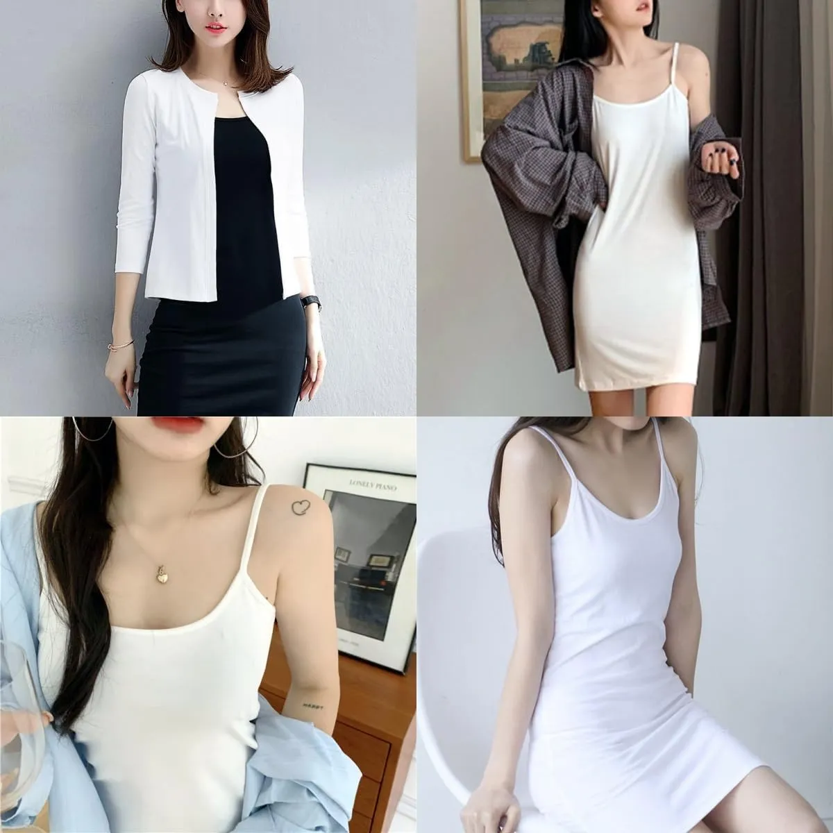 Women Full Slip Soft Nightdresses Petticoat for Ladies Spaghetti Strap Negligee Nightgown Underdress Underskirt