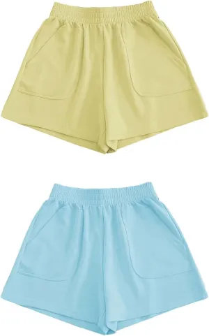 Womens Casual Shorts Bermuda Short for Women Elastic Waist Knee High Dressy Work Short Pants with Pockets