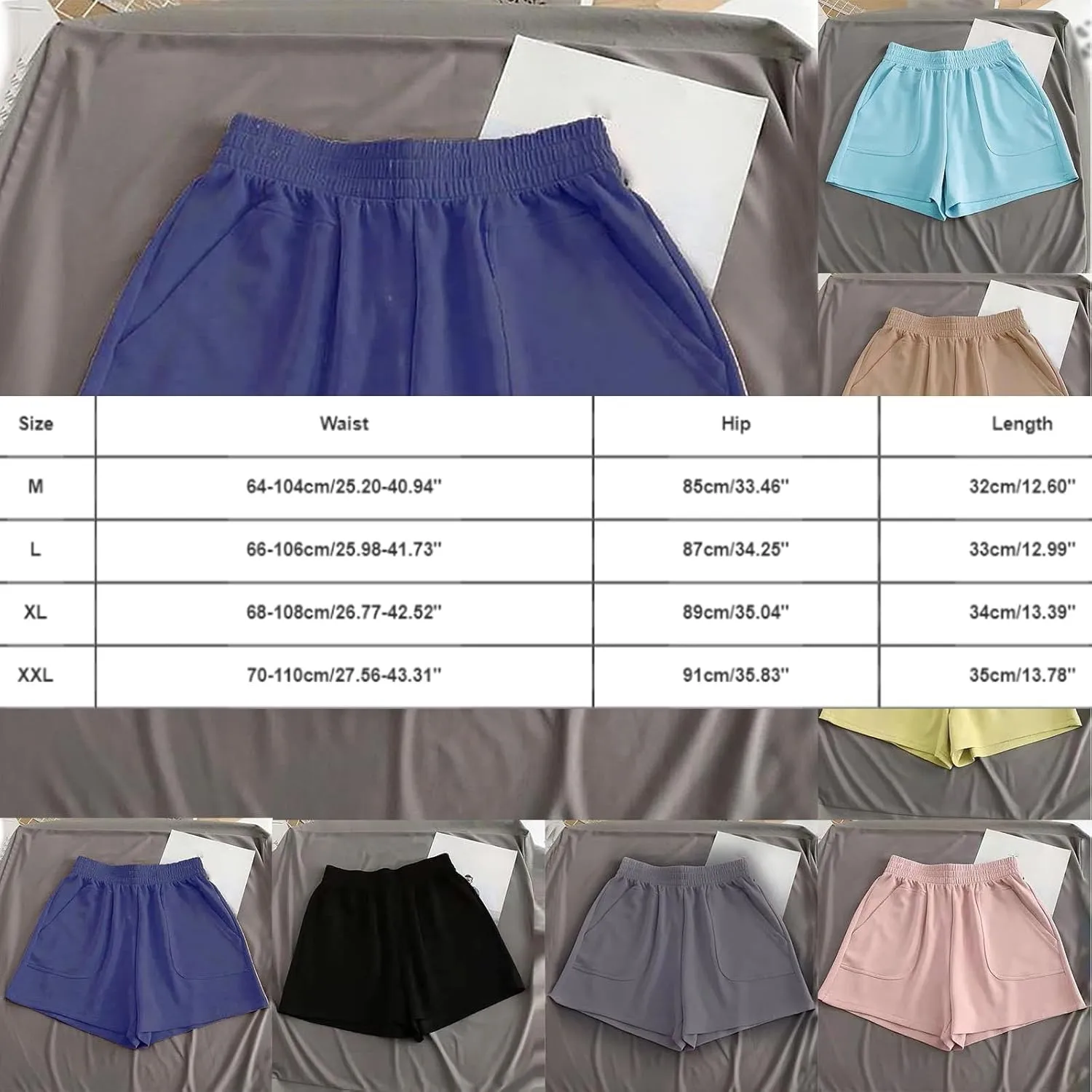 Womens Casual Shorts Bermuda Short for Women Elastic Waist Knee High Dressy Work Short Pants with Pockets