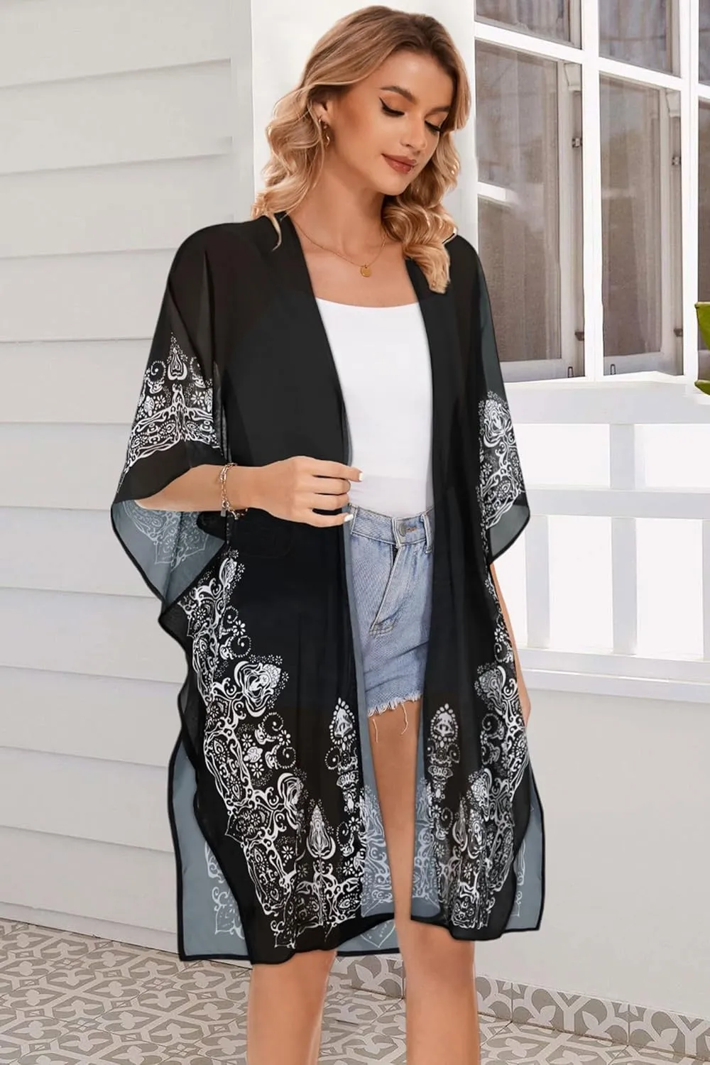 Women's Kimono Beach Cover up for Summer Bathing Suits Cardigans Casual Loose Swimwear