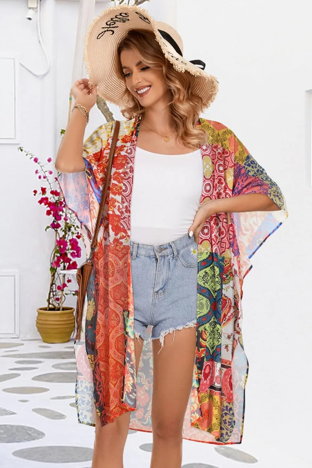 Women's Kimono Beach Cover up for Summer Bathing Suits Cardigans Casual Loose Swimwear