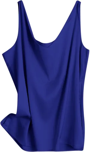 Womens Silk Stain Tank Tops Summer Casual V Neck Sleeveless Blouses Camisole Loose Fit Shirt Dressy Casual Tops